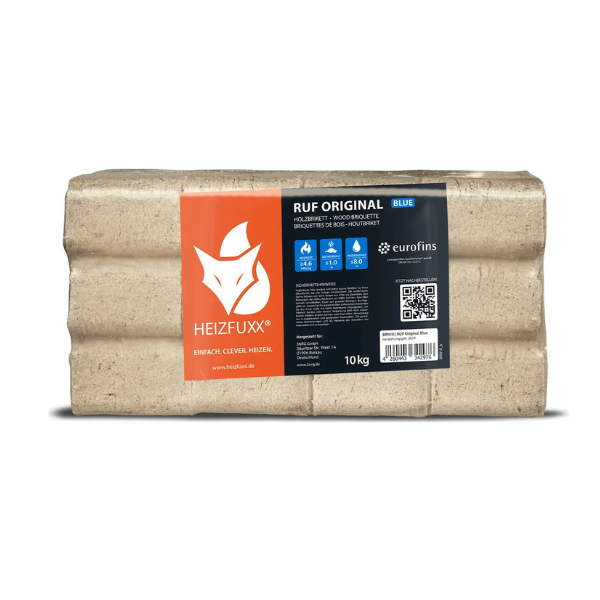 Heizfuxx RUF Original Blau Holzbriketts - 960 kg Palette (96 x 10 kg Gebinde)